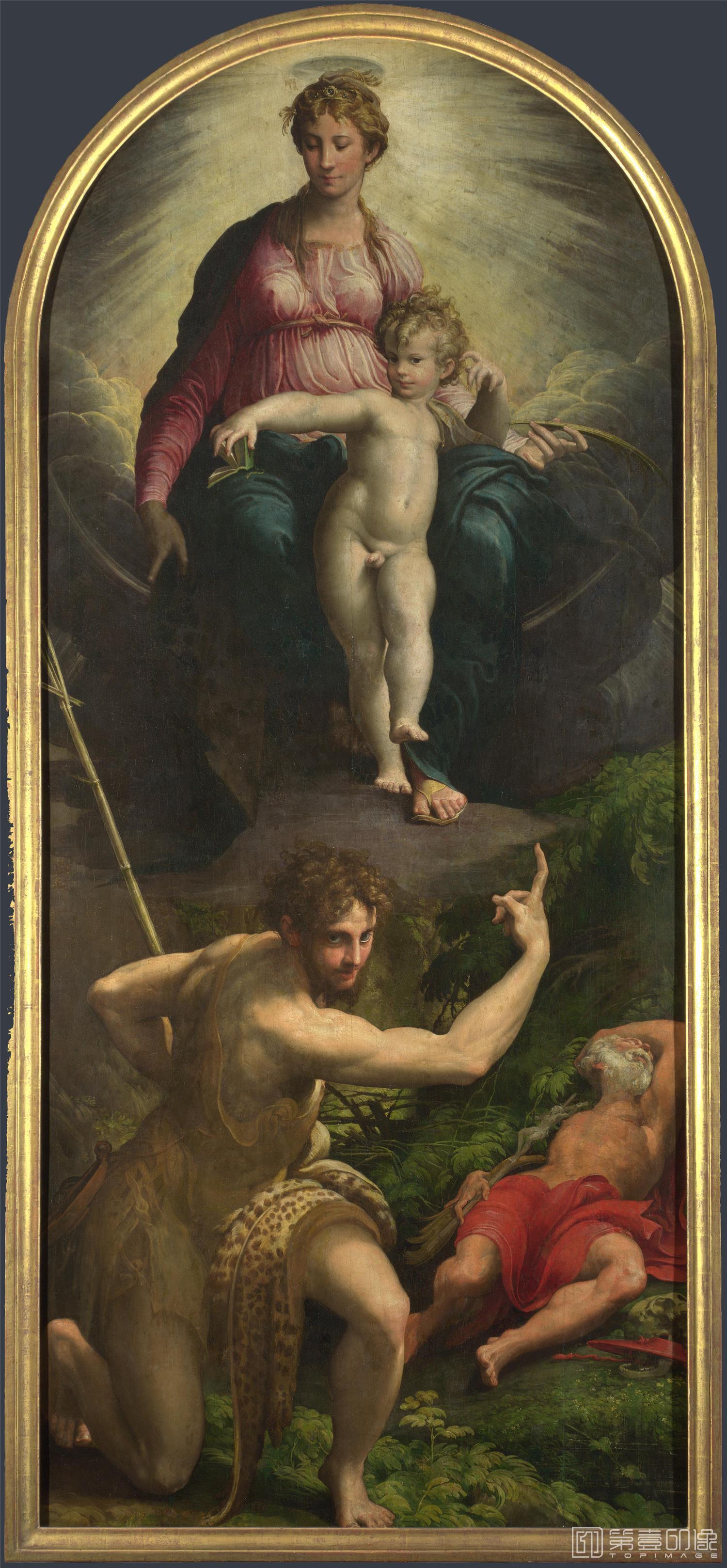 油画-大英博物馆藏画-Parmigianino - The Madonna and Child with Saints-1880